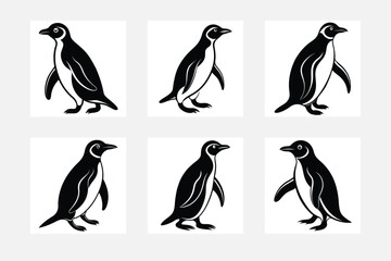 Naklejka premium Minimal penguin silhouette design set on white background for wall art 