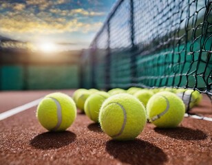 combination of padel balls on the court; view from above