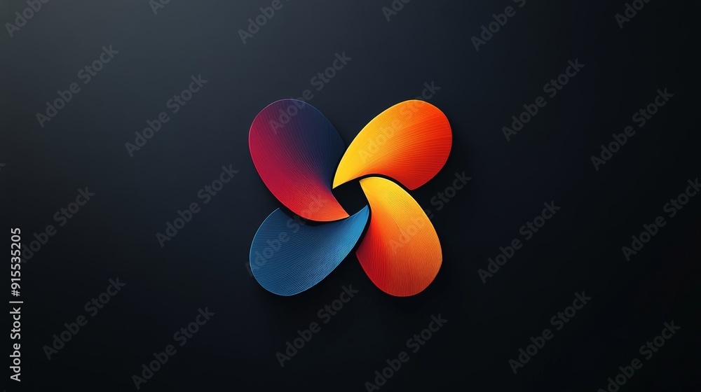 Fototapete develop an elegant color-changing logo on a black backdrop. incorporate smooth color shifts and inno