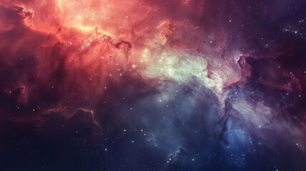 A stunning outer space nebula wallpaper featuring a vibrant blend of red, white, and blue colors.