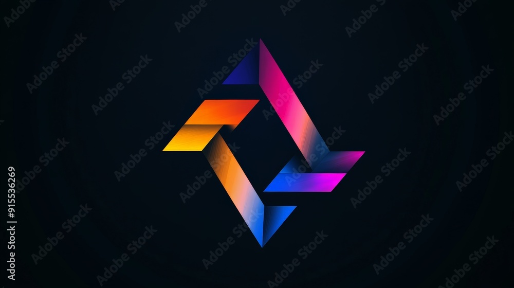 Poster develop an impressive logo with seamless color transitions on a black background. emphasize vibrant 