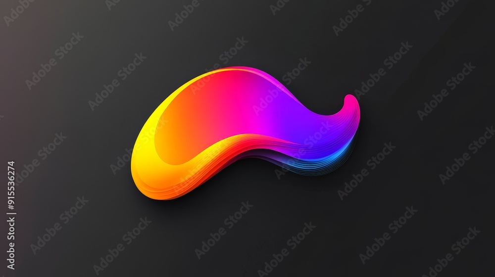Poster develop an impressive logo with seamless color transitions on a black background. emphasize vibrant 