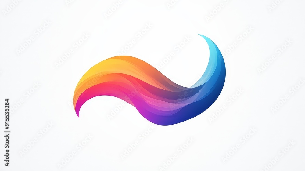 Poster envision a logo that shifts colors dynamically on a white background, featuring smooth transitions a
