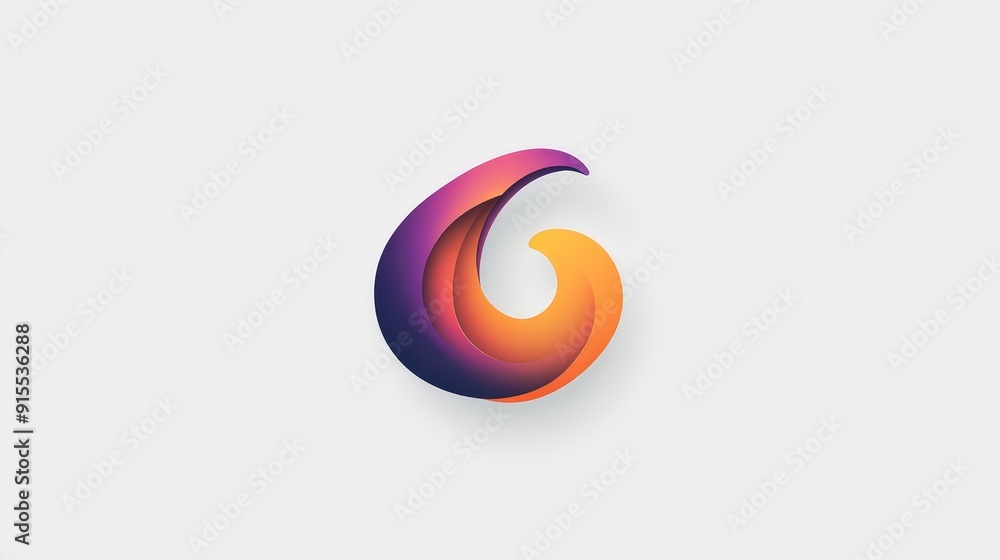 Poster envision a logo that shifts colors dynamically on a white background, featuring smooth transitions a