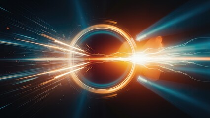 Horizontal lens flare with dynamic light beams and flashes