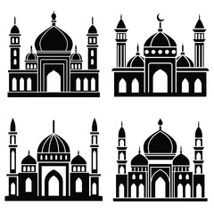 Mosque Isolated Silhouette Vector Illustration