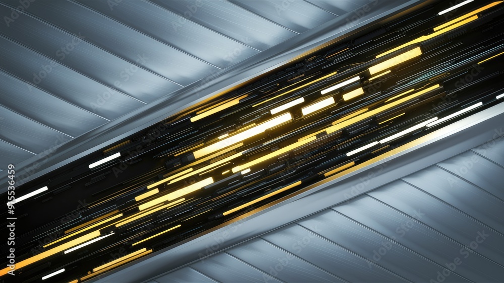 Poster abstract yellow and black light patterns with gradient on a sleek modern diagonal background featuri