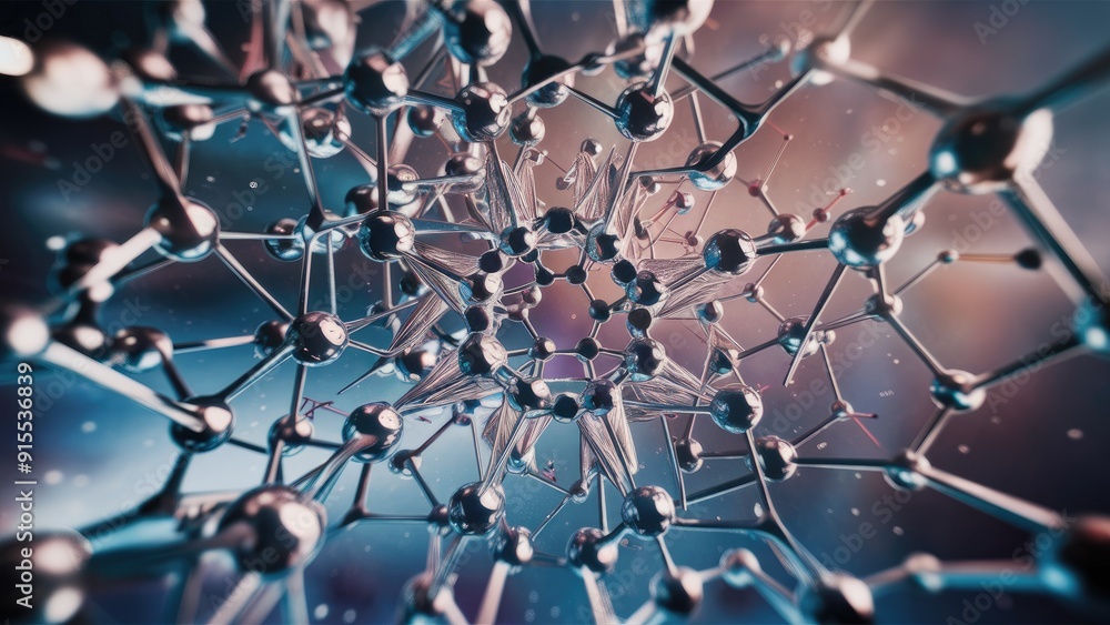 Poster abstract geometric background featuring connected dots and lines molecular structure and communicati