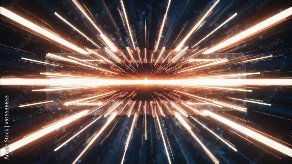 Poster horizontal glare effect with laser beams and light rays stunning flashes of light creating glowing s