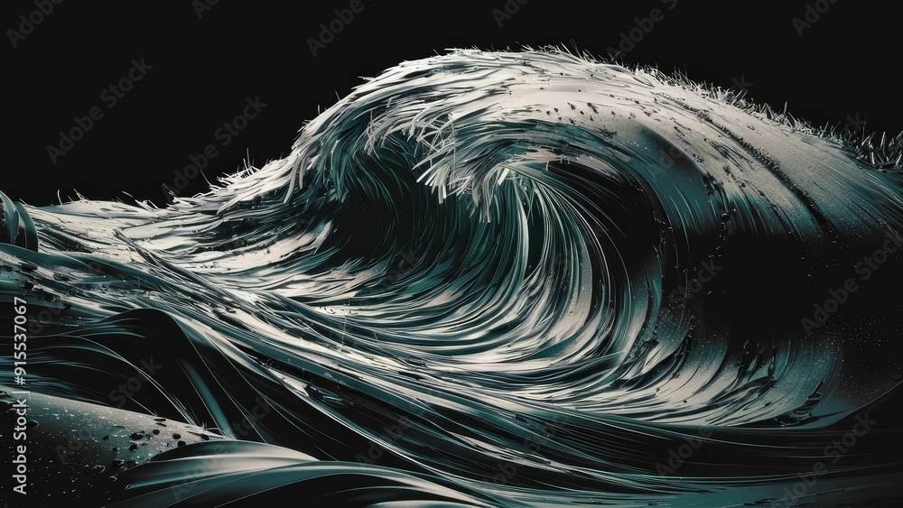 Poster abstract halftone wave pattern with chaotic monochrome texture