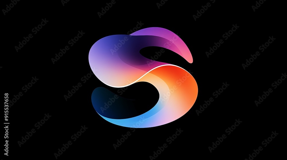 Fototapete imagine a color-changing logo with fluid gradients on a black backdrop