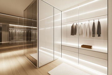  Visualize a wardrobe with a sleek all white exterior