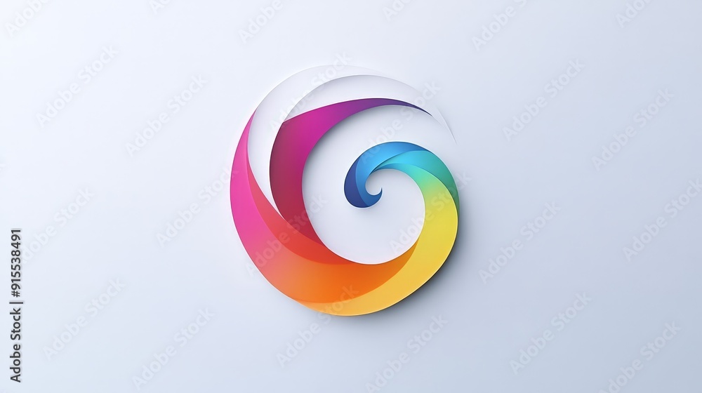 Poster imagine a logo that dynamically changes colors on a pristine white background, featuring sleek desig