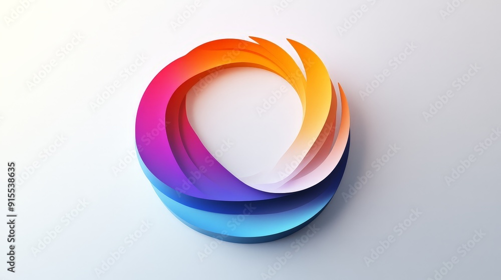Poster imagine a logo that evolves in color on a white canvas, blending elegant shapes with smooth gradient