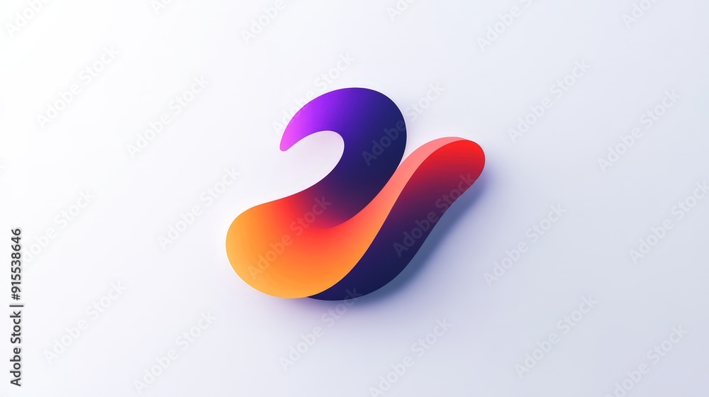 Poster imagine a logo that evolves in color on a white canvas, blending elegant shapes with smooth gradient