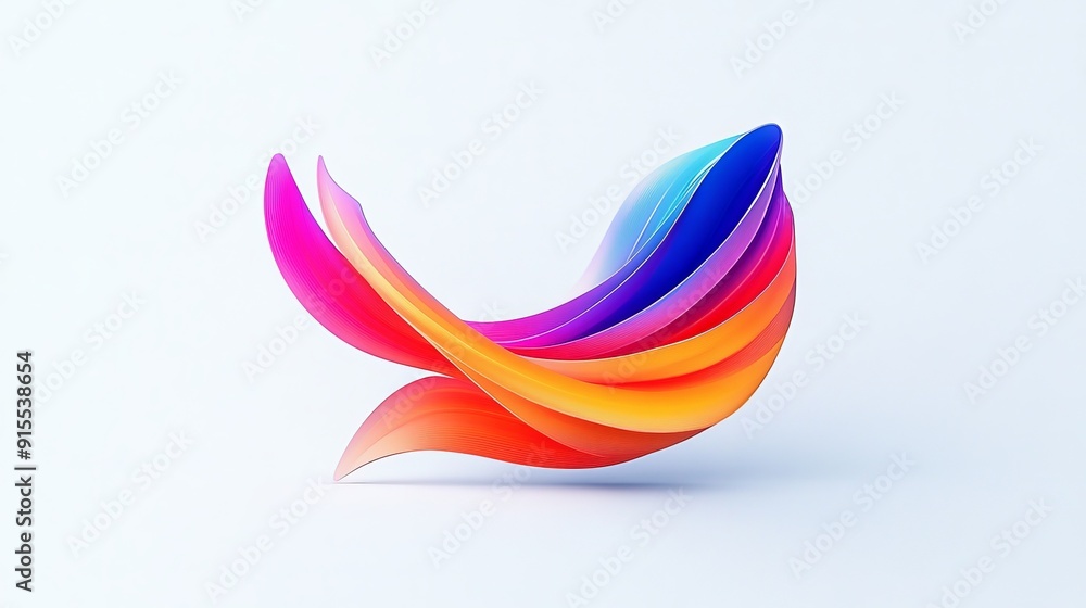 Poster imagine a logo that evolves in color on a white canvas, blending elegant shapes with smooth gradient