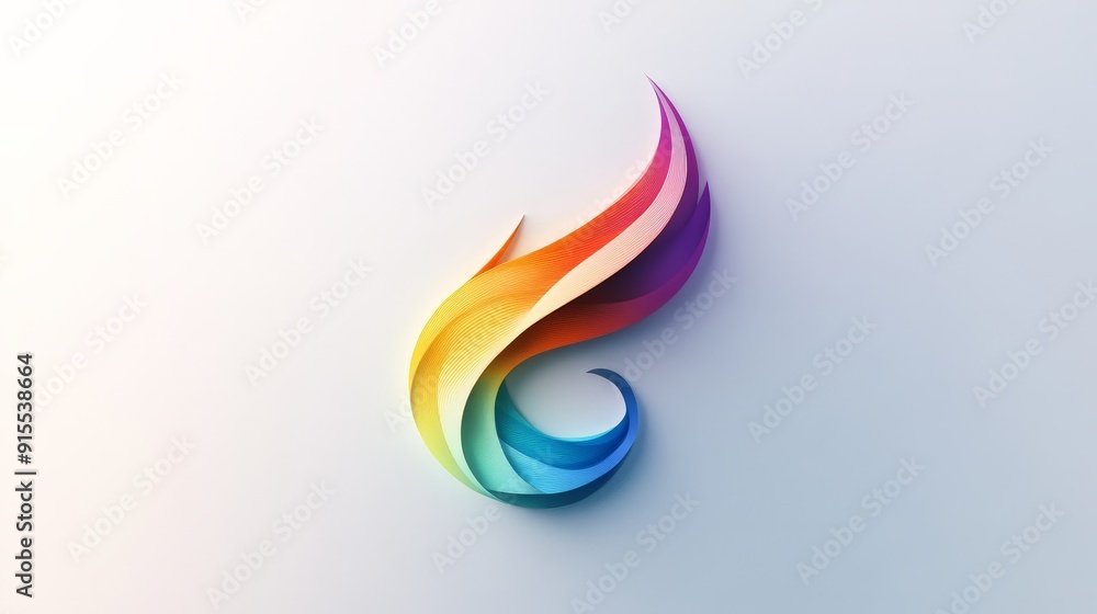 Poster imagine a logo that evolves in color on a white canvas, blending elegant shapes with smooth gradient