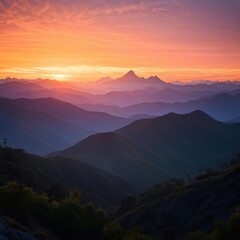 Fototapeta premium sunset in the mountains