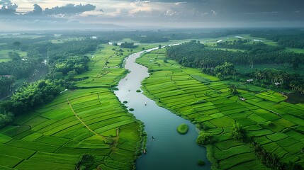 River delta landscapes with nutrientrich soils fostering lush vegetation, landscape variety soil, delta ecosystems