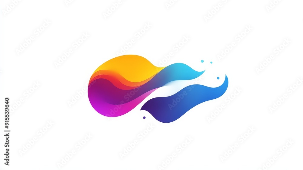 Poster imagine a logo with dynamic color changes on a white backdrop, emphasizing modern aesthetics and flu