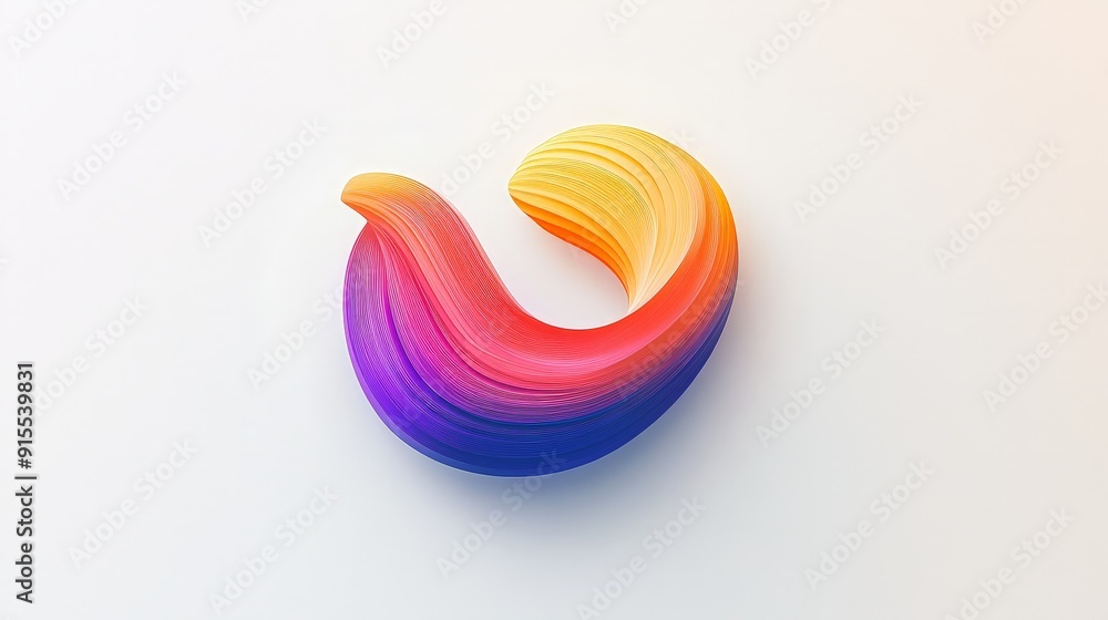 Poster imagine a logo with dynamic color changes on a white backdrop, emphasizing modern aesthetics and flu