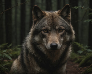 Majestic Wolf in Forest