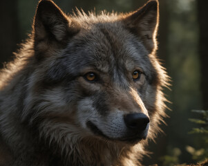 Majestic Wolf in Forest Light
