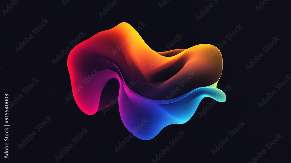 Poster imagine a logo with dynamic color transitions on a black backdrop. combine sleek design elements wit