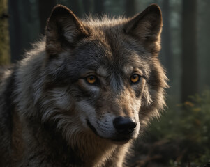 Majestic Wolf in Forest