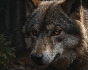 Intense Close-Up of a Wolf