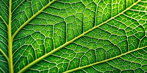 Obraz premium Close-up of a vibrant green leaf with intricate veins and textures , nature, green, plant, foliage, detail, close-up, macro