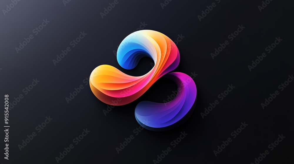 Poster imagine a logo with vibrant color changes on a black canvas. use fluid gradients and sleek shapes to