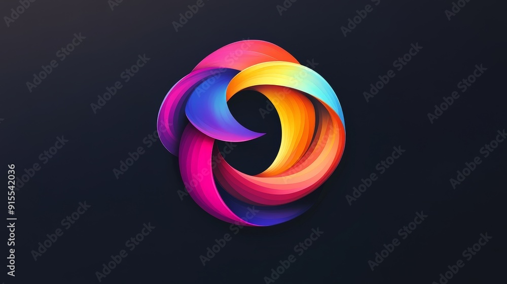 Poster imagine a logo with vibrant color changes on a black canvas. use fluid gradients and sleek shapes to