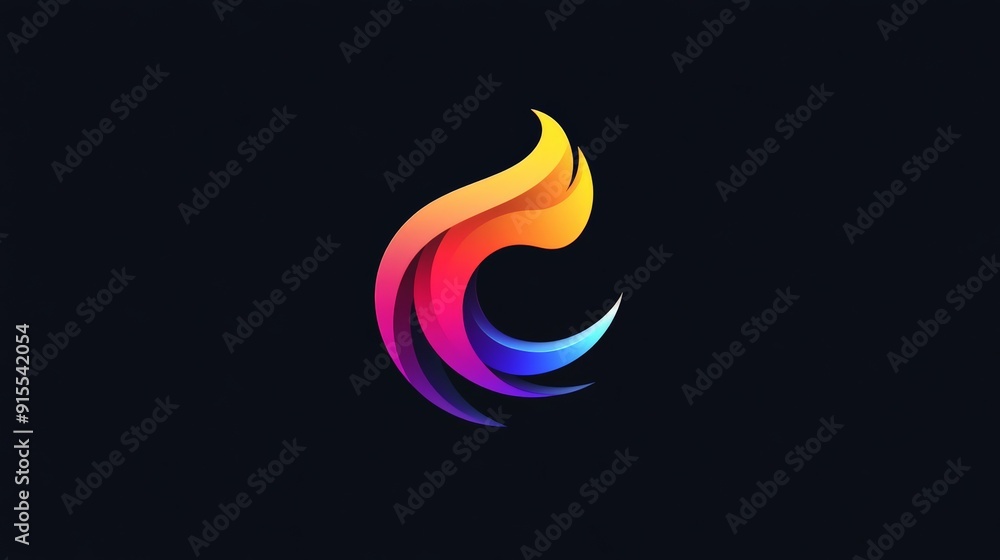 Poster imagine a logo with vibrant color changes on a black canvas. use fluid gradients and sleek shapes to