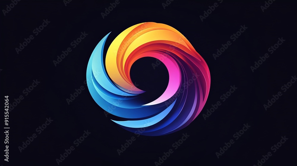 Poster imagine a logo with vibrant color changes on a black canvas. use fluid gradients and sleek shapes to