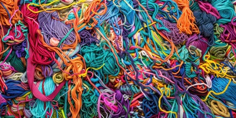 Colorful Tangled Yarn Background.