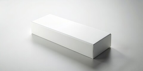 Fototapeta premium White slim box packaging mockup in a light studio setting , packaging, mockup, white, slim, box, light studio, design