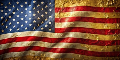 Patriotic background with American flag waving proudly on a golden textured surface, commemorating the USA National Guard's birthday on December 13, symbolizing freedom and pride.