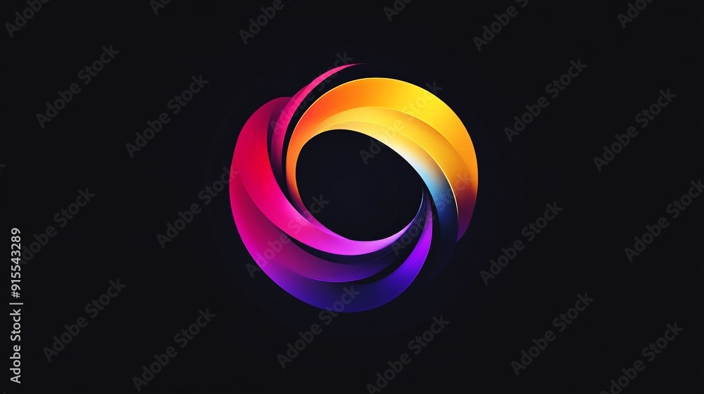 Poster imagine a stunning logo with dynamic color changes on a black background. blend sleek lines and flui