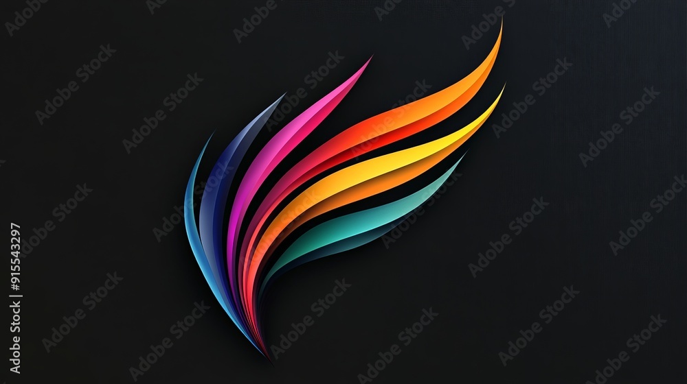 Poster imagine a stunning logo with dynamic color changes on a black background. blend sleek lines and flui