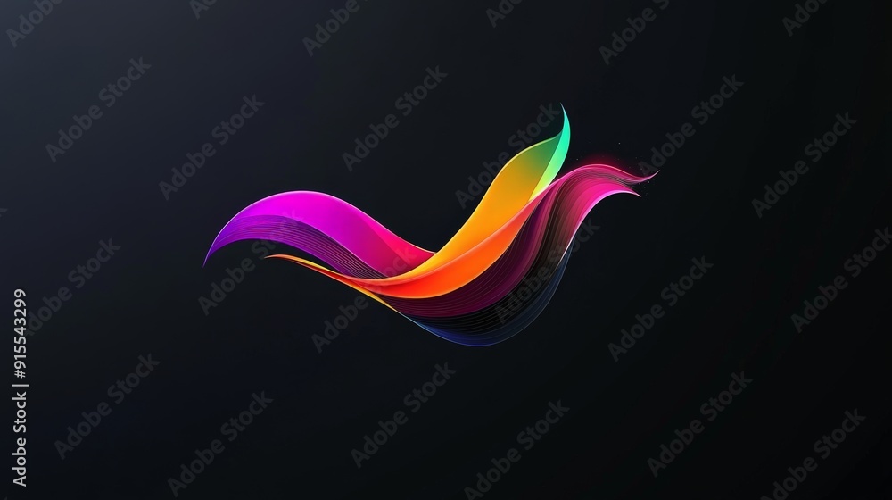 Poster imagine a stunning logo with dynamic color changes on a black background. blend sleek lines and flui