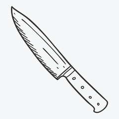 BOLD KITCHEN KNIFE IN DOODLE STYLE LINE ART