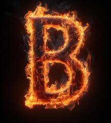 Fiery Letter B in Flames