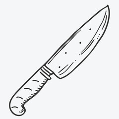 BOLD KITCHEN KNIFE IN DOODLE STYLE LINE ART