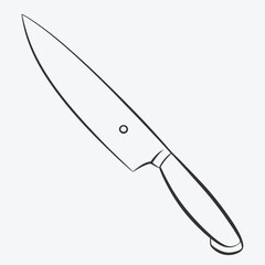 BOLD KITCHEN KNIFE IN DOODLE STYLE LINE ART