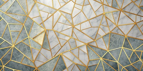 Kintsugi inspired abstract mosaic background with golden lines, Kintsugi, repeated, background, mosaic
