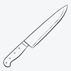 BOLD KITCHEN KNIFE IN DOODLE STYLE LINE ART