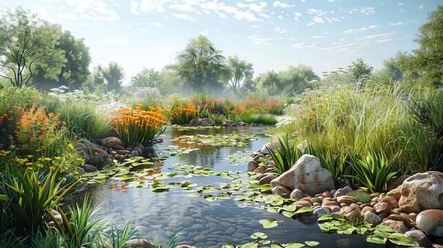 Wetlands with diverse soil types supporting a wide range of aquatic plants, landscape variety soil, wetland diversity