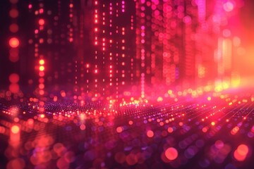 Obraz premium Abstract technology background with vibrant dots and light patterns in a dynamic digital space