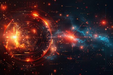 Obraz premium Abstract technology background featuring vibrant energy and dynamic digital patterns